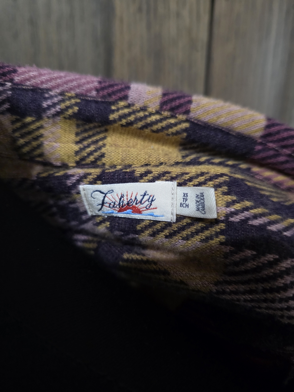 Faherty Plaid Shirt Jacket - Purple & Yellow - Picture 3 of 4